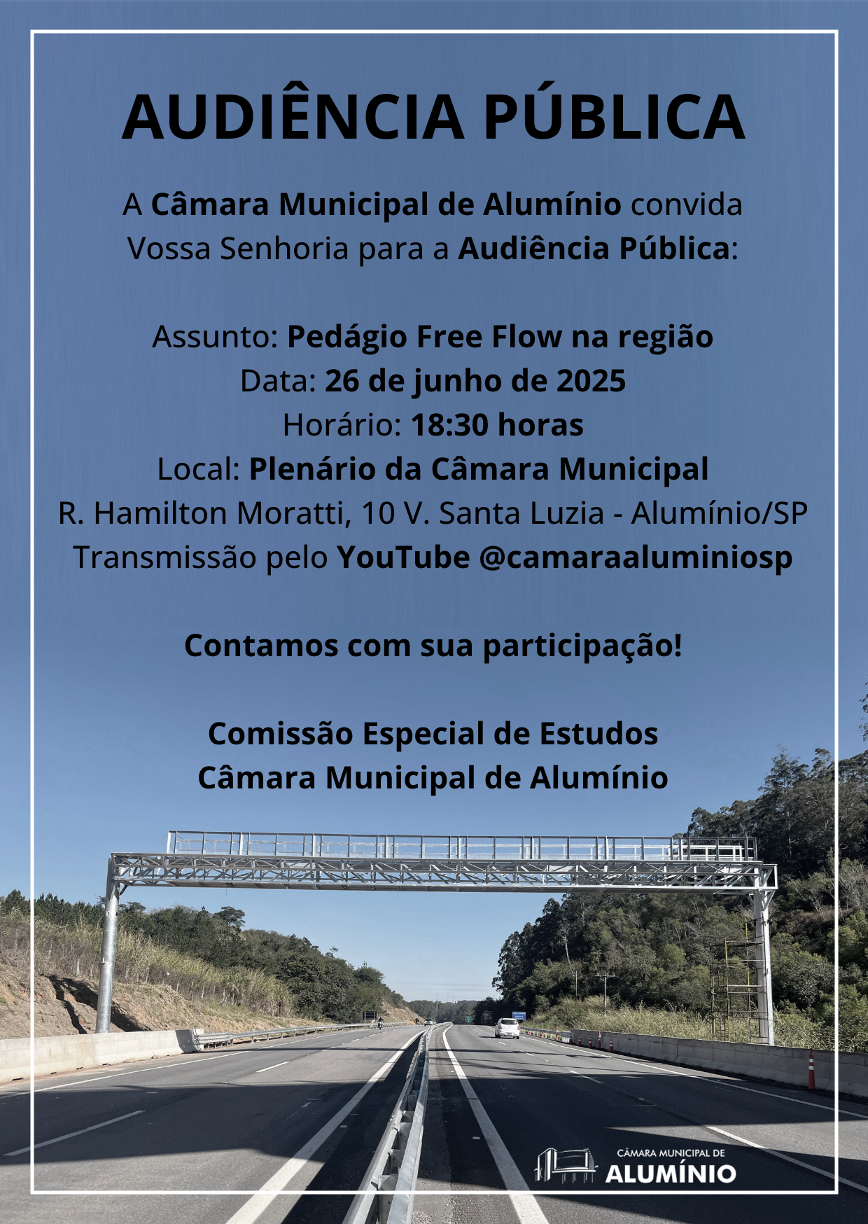 CÂMARA REALIZA AUDIÊNCIA PÚBLICA SOBRE PEDÁGIO FREE FLOW